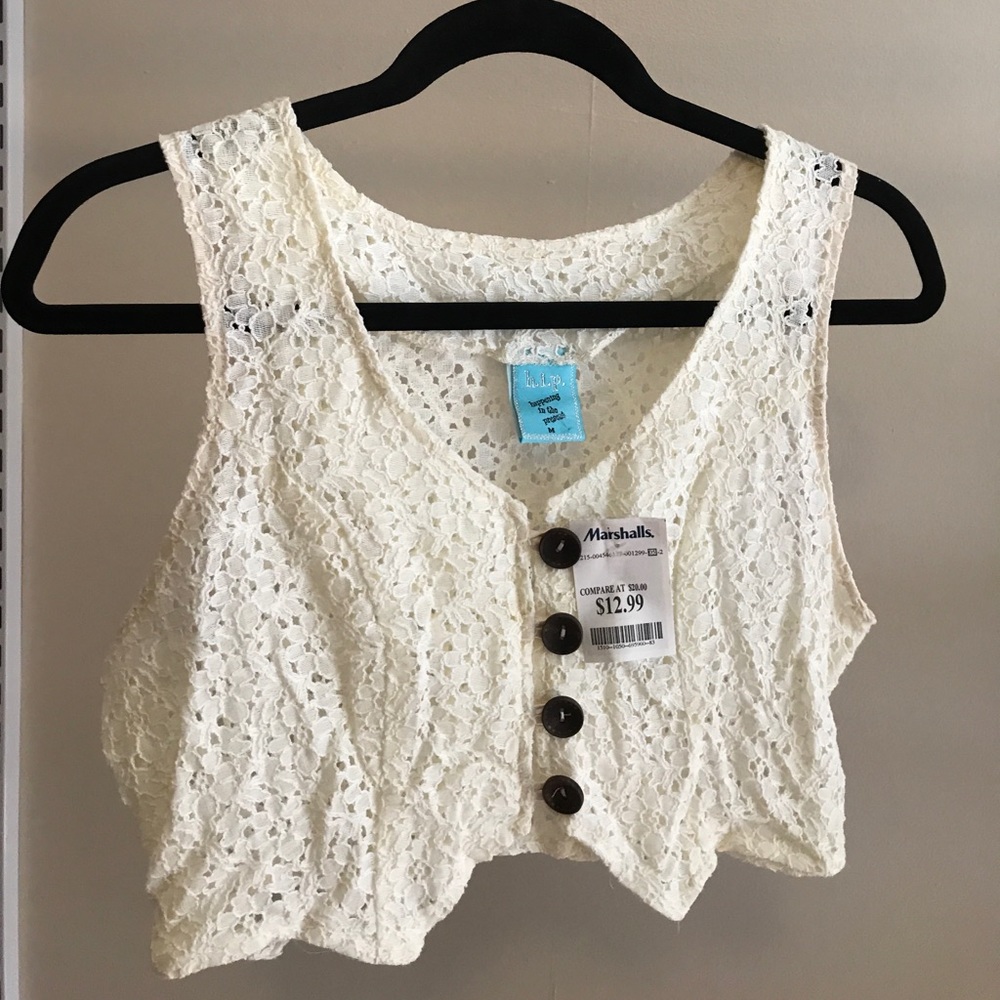 Cream lace vest