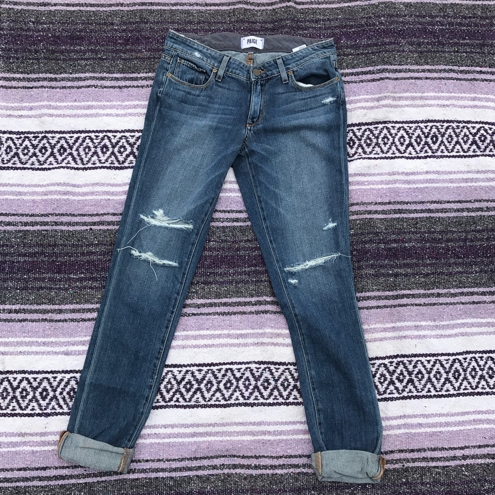 PAIGE slim boyfriend destructed jeans