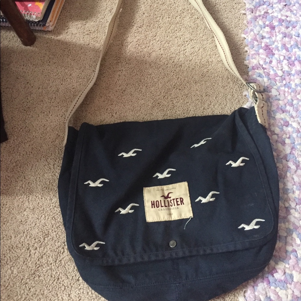 Blue Hollister over shoulder book bag