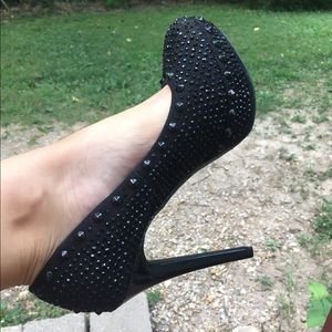 Black Rhinestone Heels