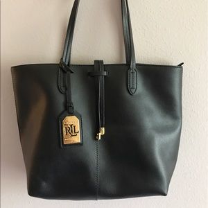 Ralph Lauren black soft leather shoulder bag