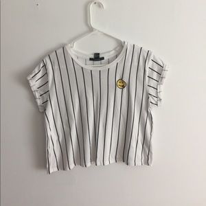 Striped Cropped Top with smiley patch