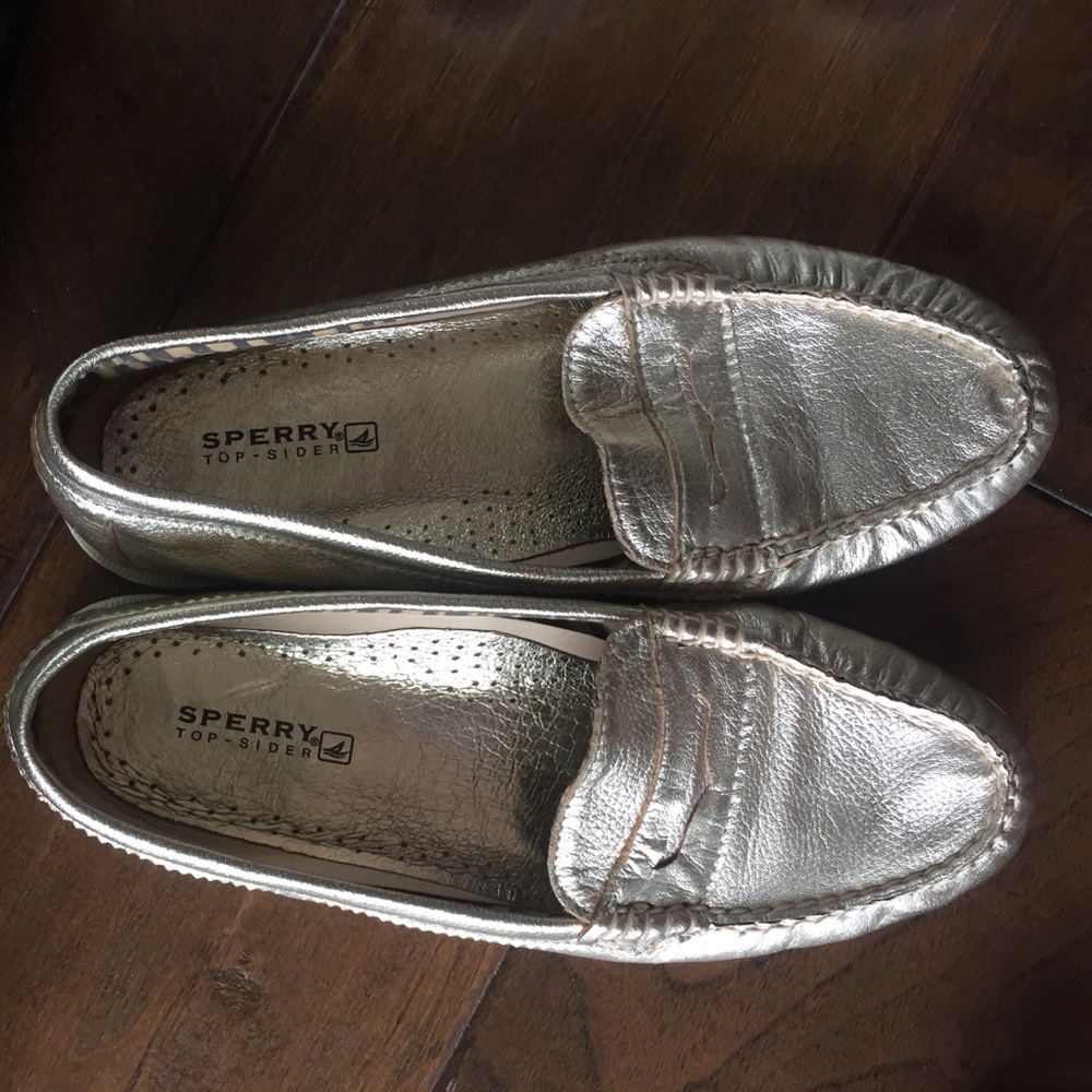 Gold Sperry Boat shoes