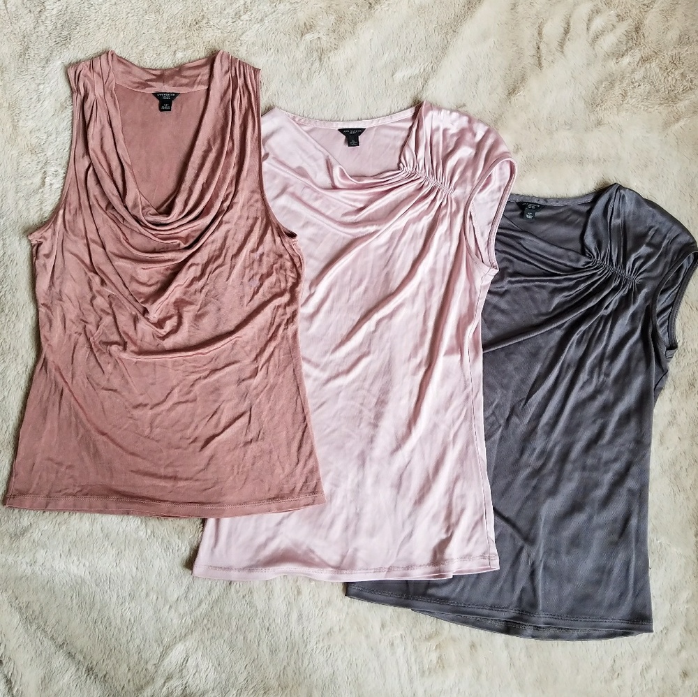 ANN TAYLOR bundle of 3 drapey cowl neck tops, S/SP