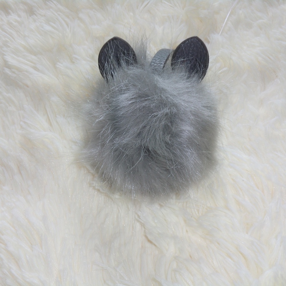 NEW Gray Cat Pom Pom Purse Accessory - Picture 2 of 5
