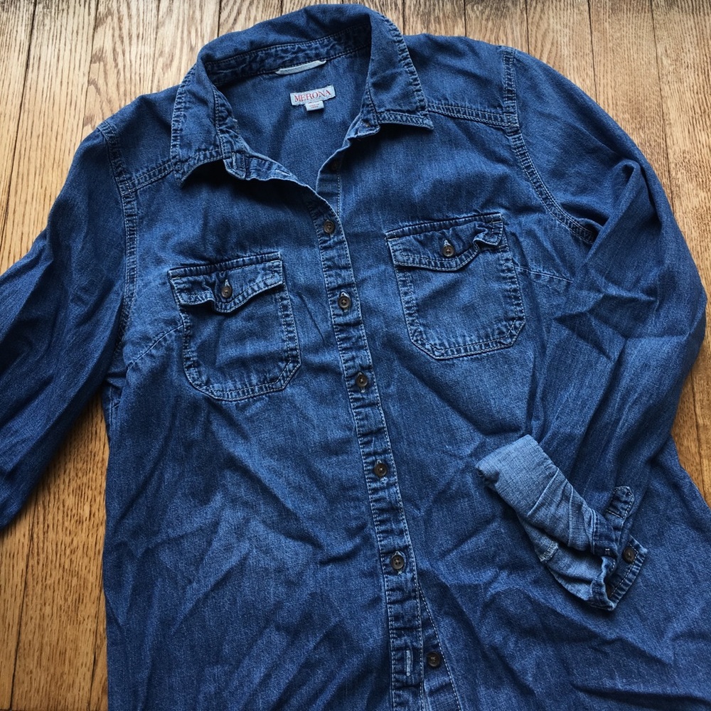 Denim chambray button down