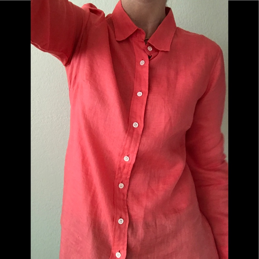 Coral linen button down from Jcrew ~ seasons past