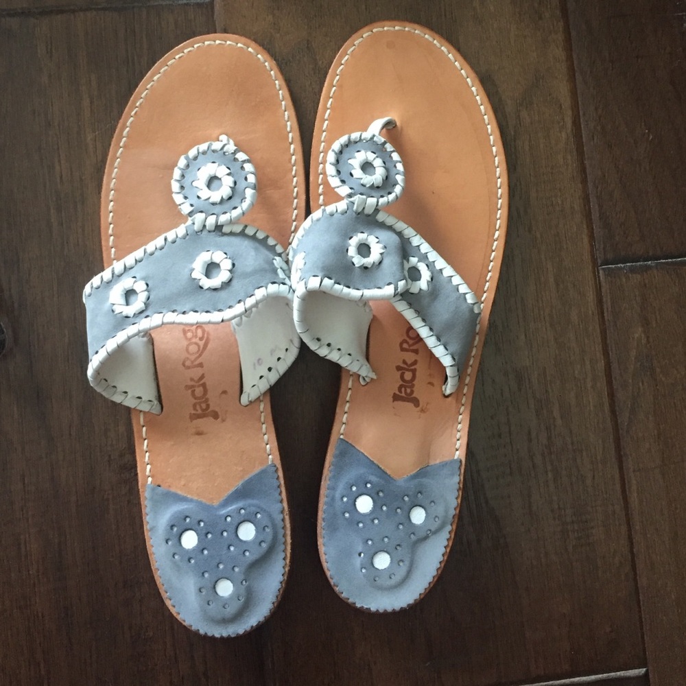 Grey and white jack Rogers sandals