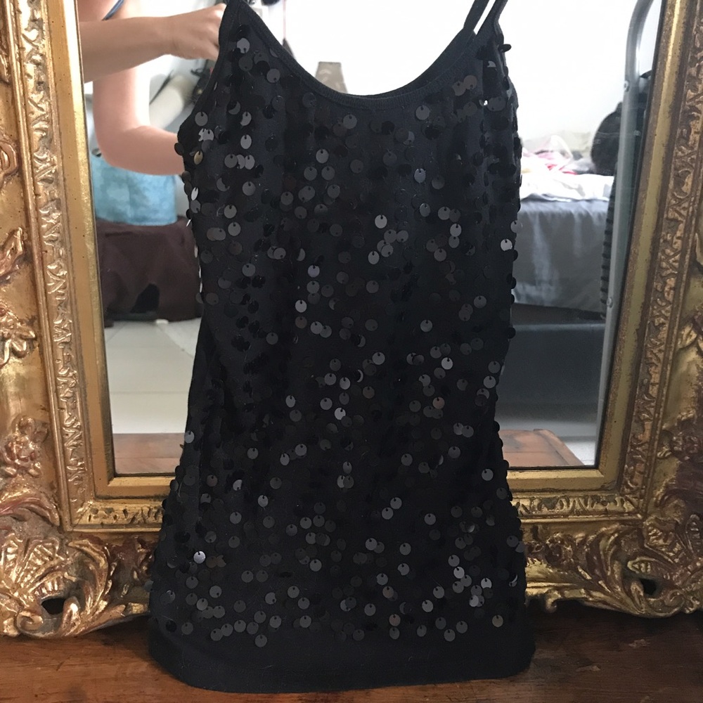 Black sequin tank top