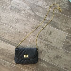 Black leather crossbody bag