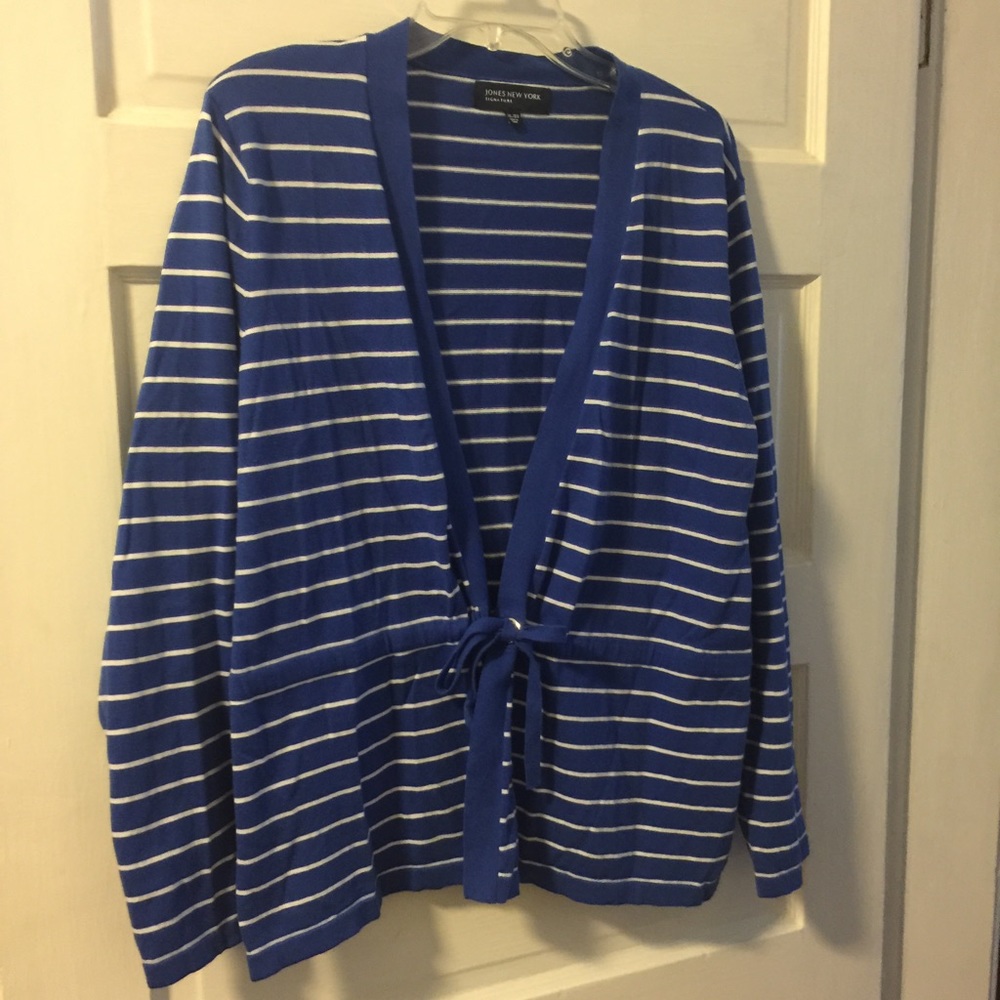 SALE Jones New York XL blue tie front cardigan