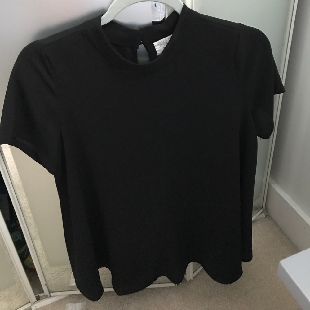 Black mock neck blouse