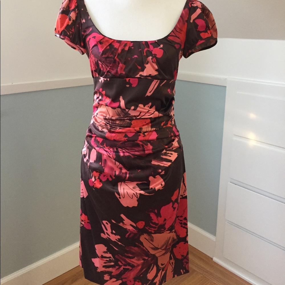 Silk floral ruched dress Suzi Chin maggy boutique