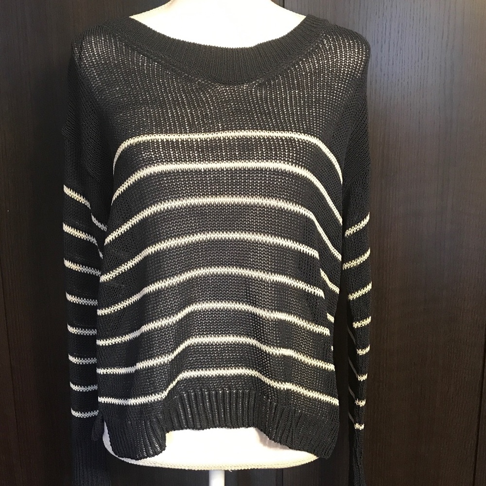 Ann Taylor Navy Blue & White Striped Sweater Sz S