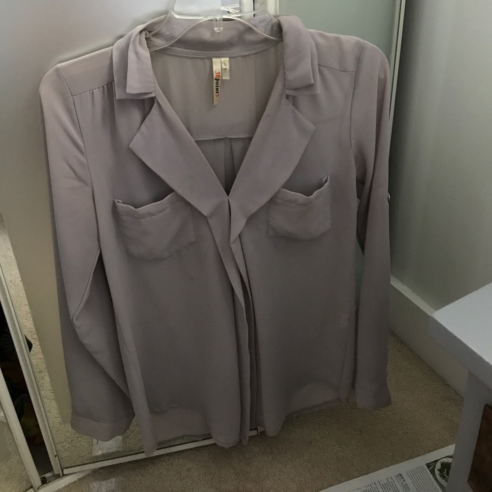 Gray long sleeve blouse
