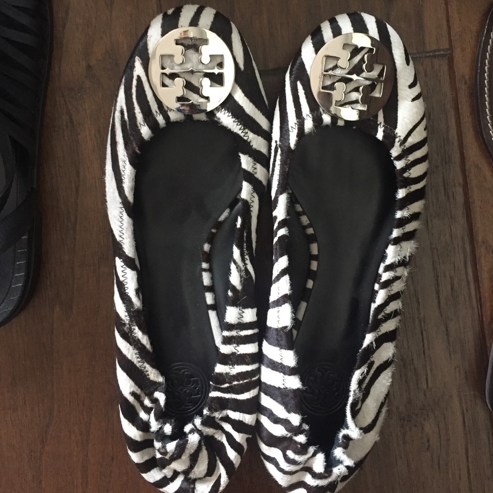 Zebra stripe torrey burch flats