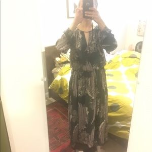 Free people raven combo print maxi dress xs