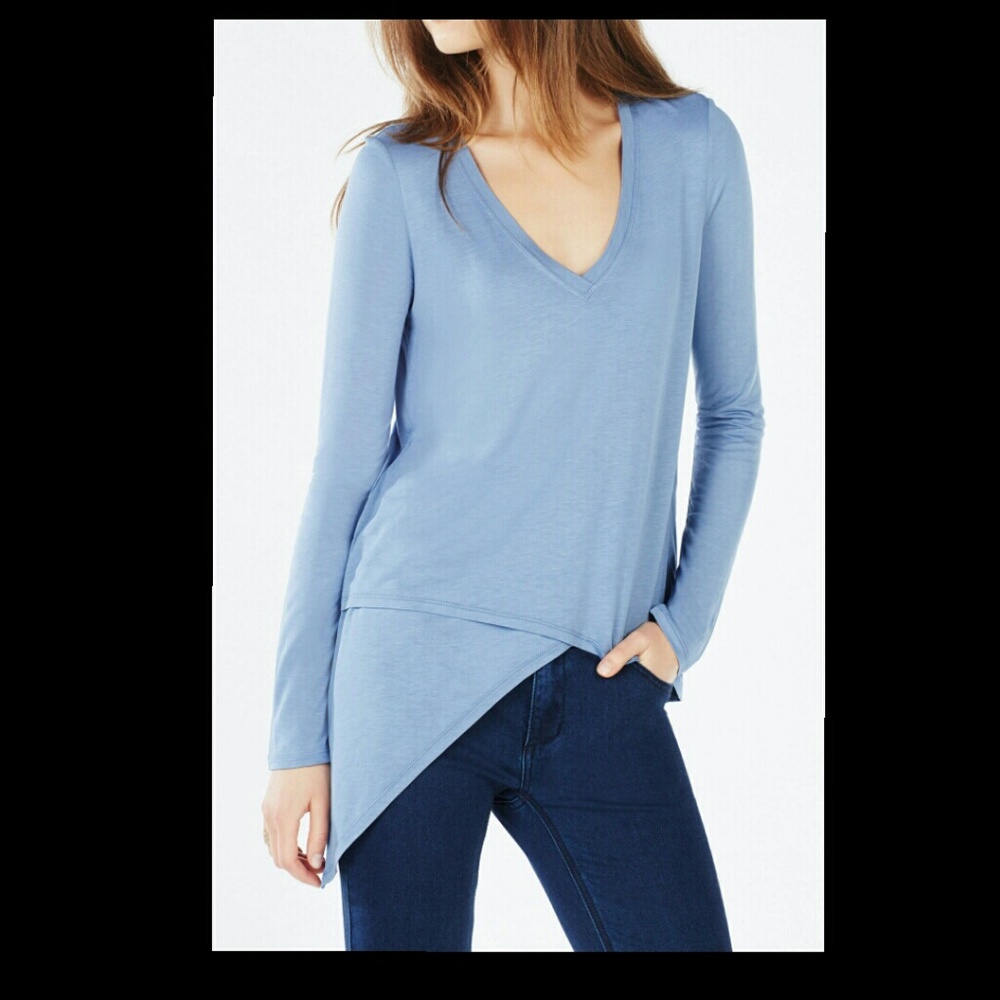 BCBGMAXAZRIA LONG SLEEVE ASYMETRIC TOP
