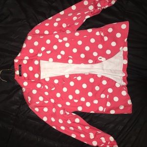 BLAZER AND SKIRT POKKA DOT SET WITH MATCHING BELT