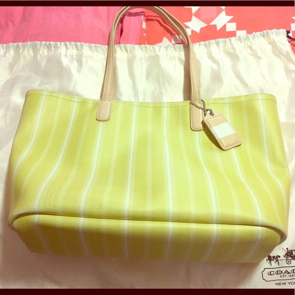 Coach legacy weekend ticking stripe tote