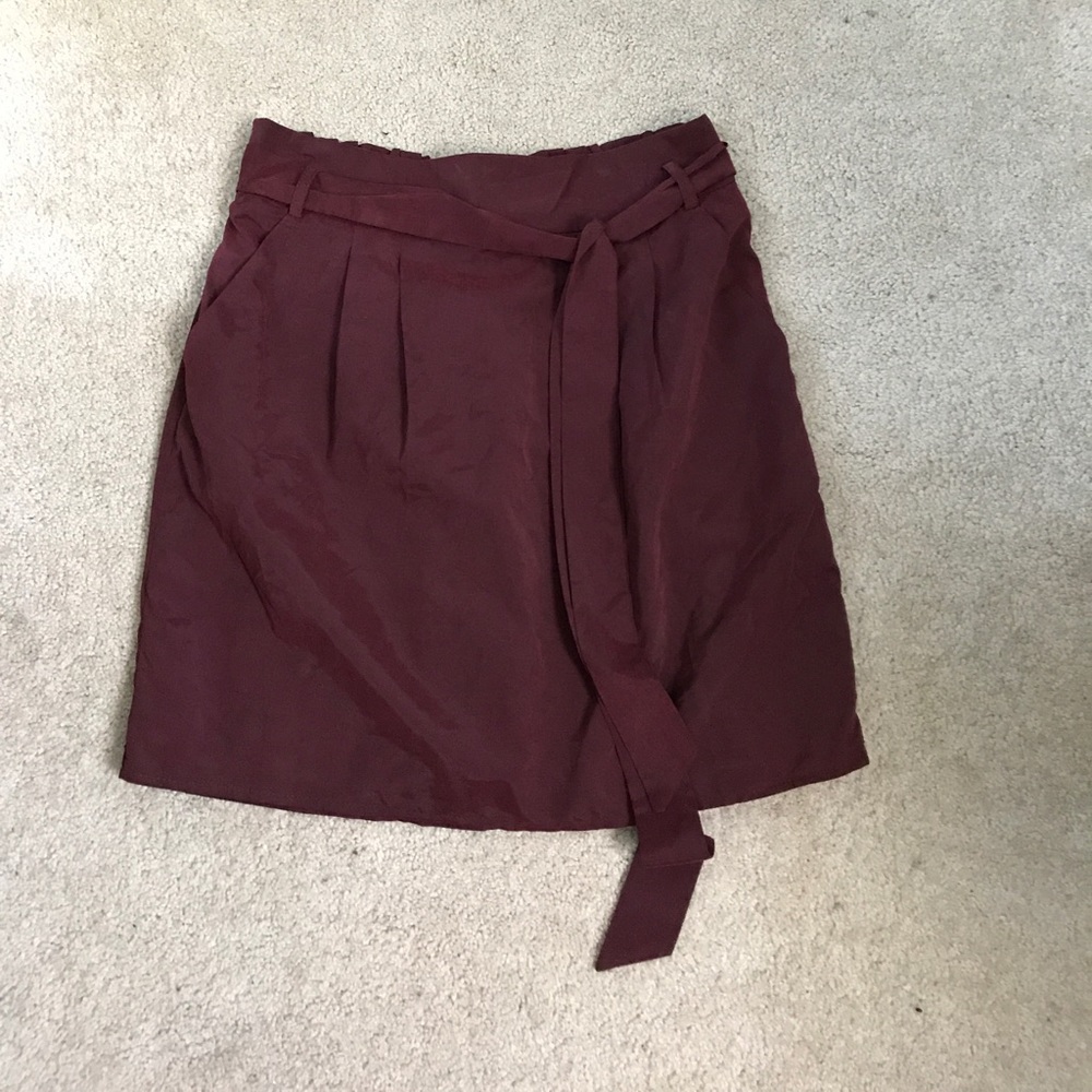 Maroon paper bag skirt