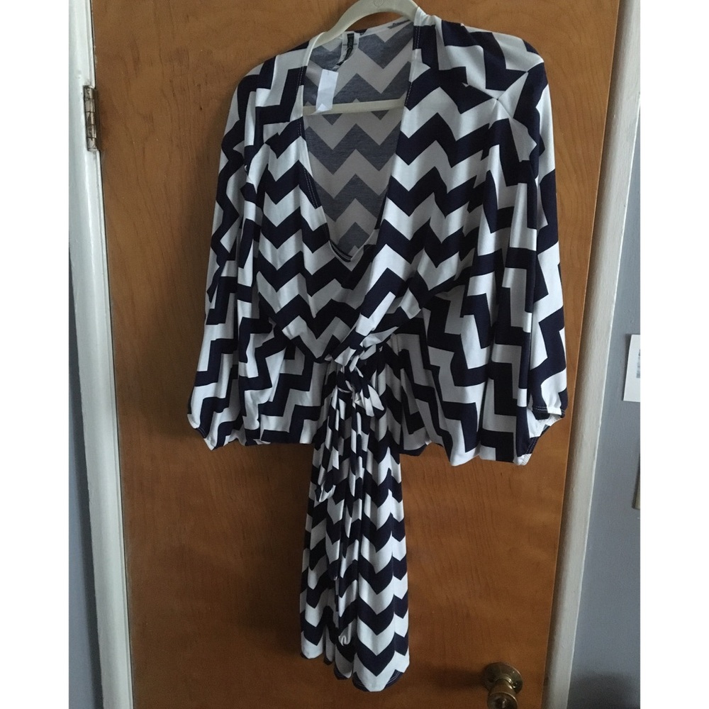 Chevron Navy & White Dress