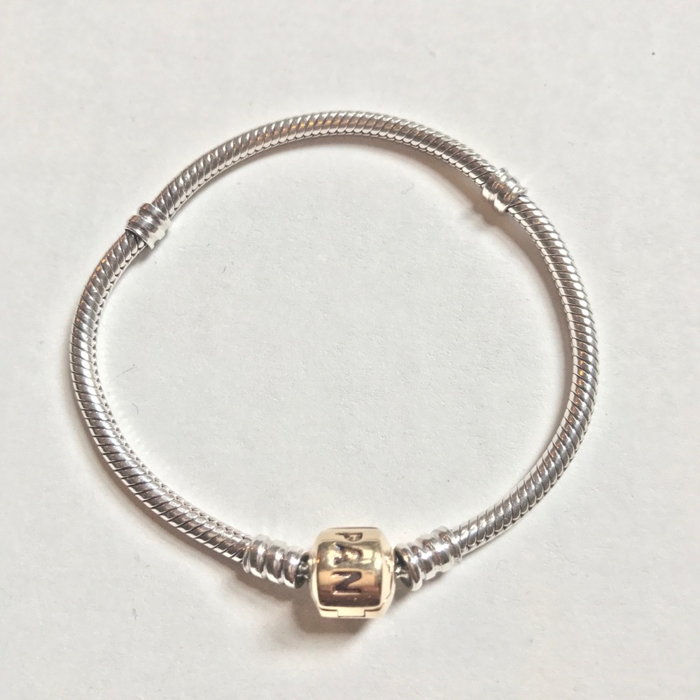 Pandora sterling Silver bracelet with 14k clasp