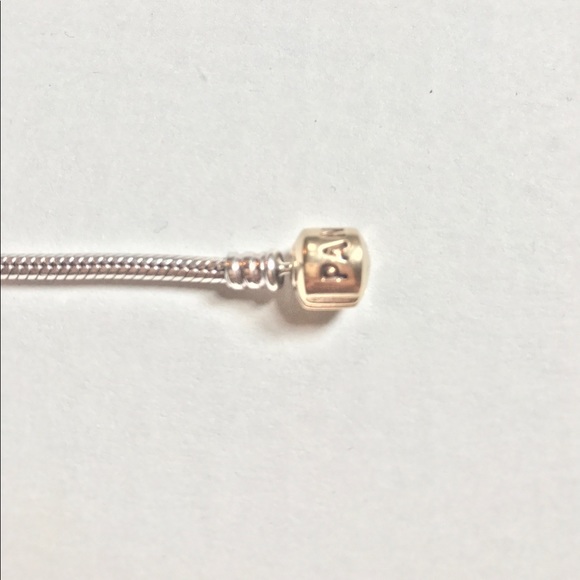 Pandora sterling Silver bracelet with 14k clasp - Picture 2 of 2