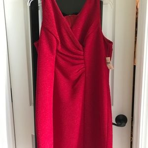 Coldwater Creek red crinkle fabric cocktail dress