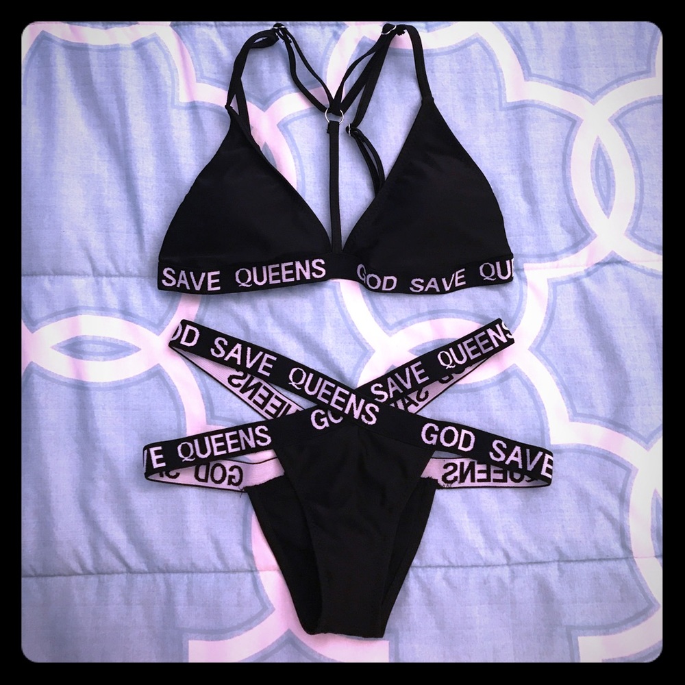 God saves queens black bikini