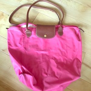 Hot pink large longchamp tote
