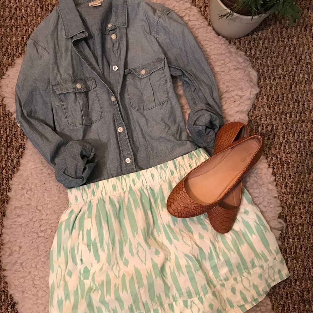 Jcrew Factory Mint Printed Mini Skirt