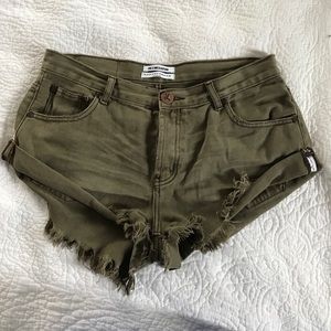 One Teaspoon khaki army green denim shorts 29