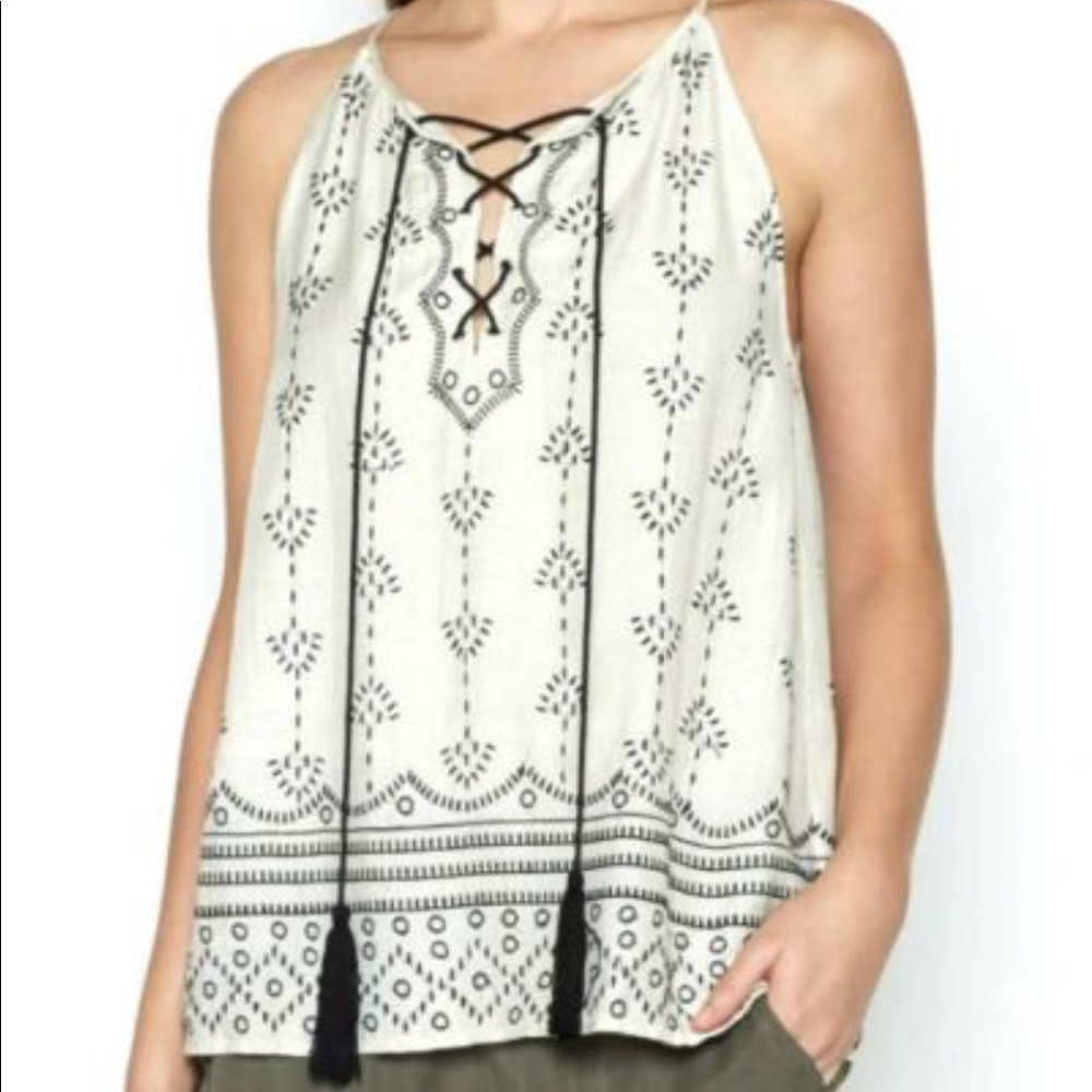 Joie Linen Lace-up top, immaculate, Med