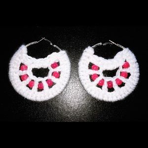 Beaded Crochet Hoop Earrings