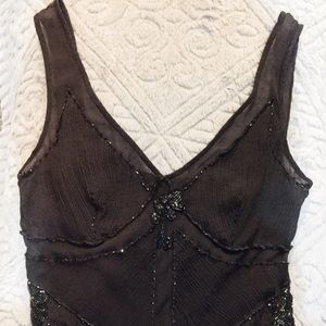 Anne Klein New York Gray Silk Beaded Top