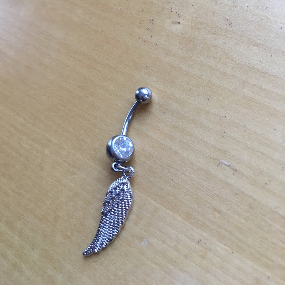 Half angel wing belly ring