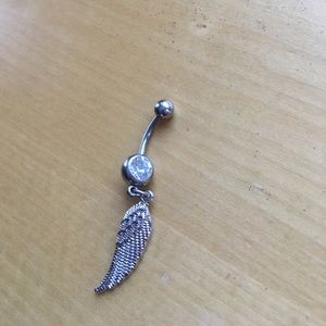 Half angel wing belly ring