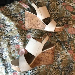 Lightly worn apt. 9 white cork wedges