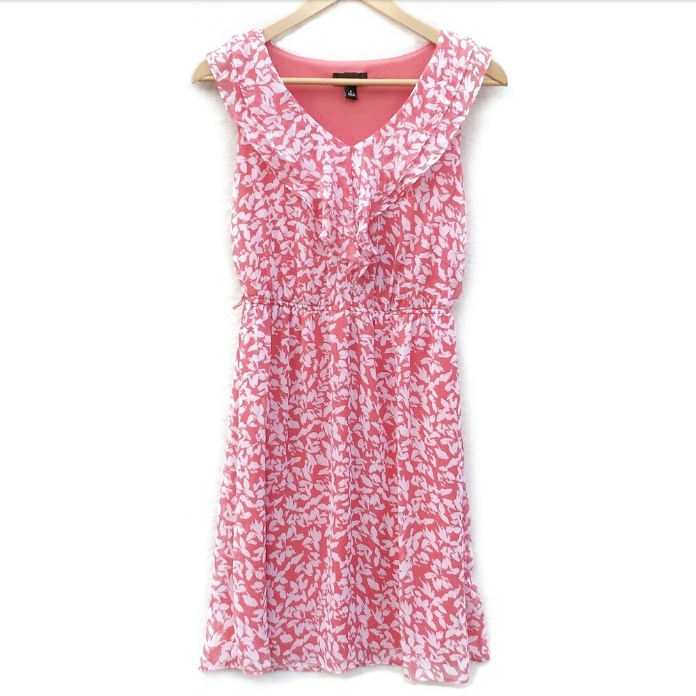 ❤️5/$25 Ruffle White Coral Floral Sleeveless Dress