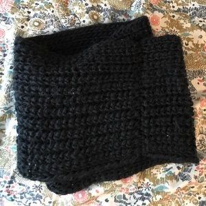 Black chunky knit soft infinity winter scarf