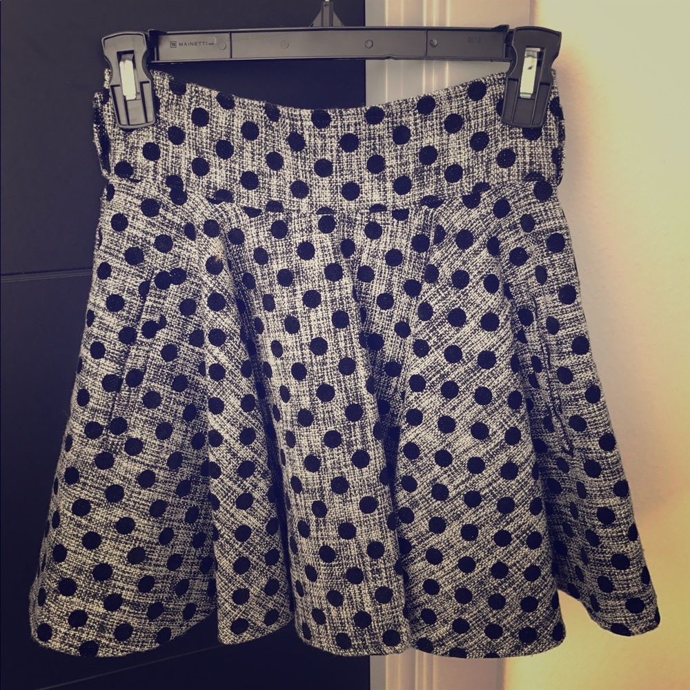 Black Velvet Polka Dot Skort - high waist