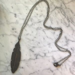 Long Feather Pendant Necklace