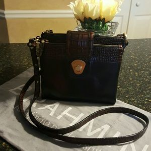 Brahmin Melbourne And Black Mojito Croc Embossed .