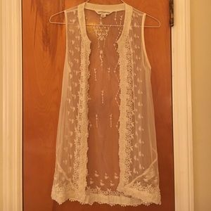 Anthropologie cream lace vest