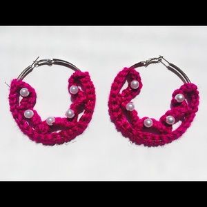 Beaded Crochet Star Hoop Earrings