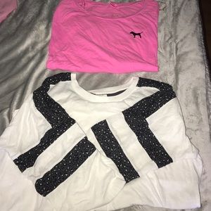 2 PINK long sleeve lounge shirts