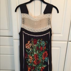 printed, crochet dress