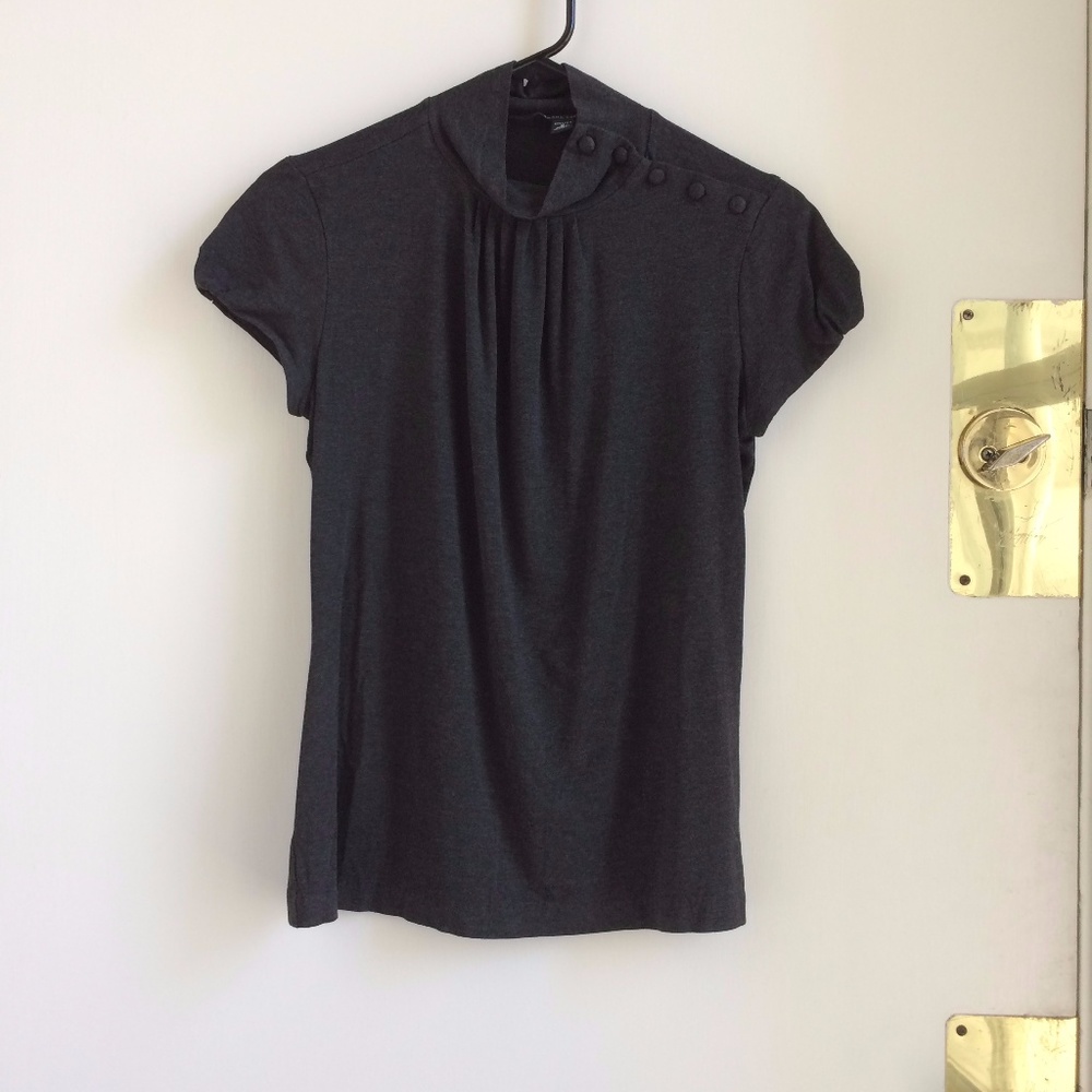 Banana Republic, Charcoal Gray Button-Up Blouse
