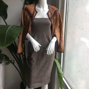 Brunello Cucinelli Brown Strapless Dress